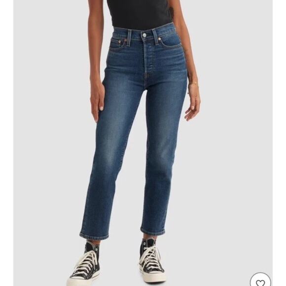 Levi's High-Rise Wedgie Straight Cropped Button Fly Jeans Cotton Womens Size 28 - Picture 1 of 12